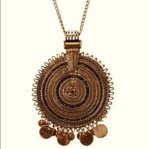 Embellished Gold Pendant with Fringe Medallions